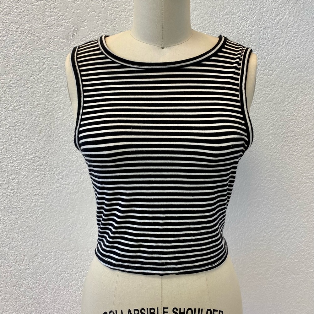 Black & White Striped Crop Top
